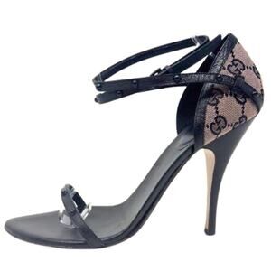 Gucci GG Logo‎ Monogram Guccissima Supreme Studded Leather Strappy Heels EU39.5